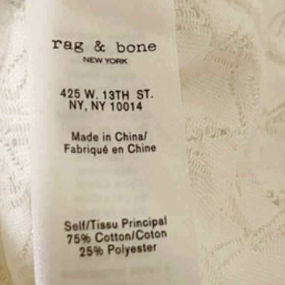 Rag & Bon Large Ivory Long Sleeve Mock Neck Burnout Top - Picture 5 of 6